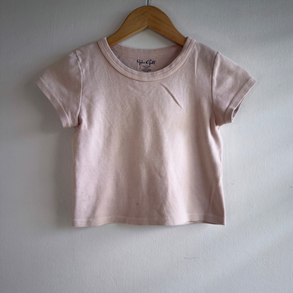 John Galt Pink Baby Tee Cropped Short Sleeve Cotton Top Womens One Size Coquette